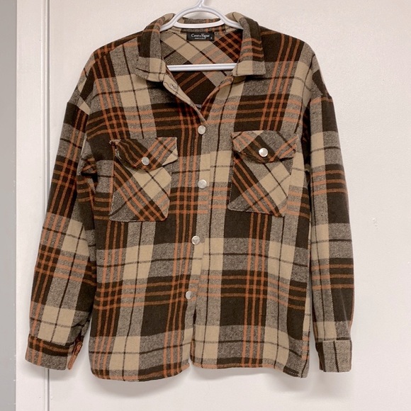 Brown plaid shacket - Picture 1 of 3